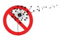 Dandelion weed ban. Symbol for garden and lawn care. Vector illustration