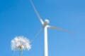 Dandelion and windmill background green energy