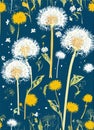 dandelions on blue background. On the occasion of the Winter and Spring holiday