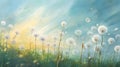 Dandelions in the Field: A Dreamy Hazy Scene