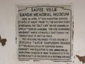 Entrance information board at Saifee Villa Gandhi Memorial Museum - India freedom movement - Dandi march - Historical site