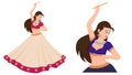 Dandiya girl vector illustration, girl in traditional dress with dandiya sticks, Happy navratri vector