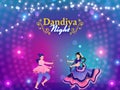 Dandiya Night Celebration Background Decorated With Lighting Garland And Faceless Indian Couple Dancing