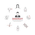 Dandruff. Line icons set. Vector signs