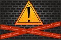 Danger sign icon.Vector illustration in flat style. Royalty Free Stock Photo