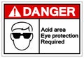 Danger Acid Area Eye Protection Required Symbol Sign, Vector Illustration, Isolate On White Background Label. EPS10 Royalty Free Stock Photo