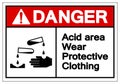 Danger Acid Area Wear Protective Clothing Symbol Sign, Vector Illustration, Isolate On White Background Label .EPS10 Royalty Free Stock Photo