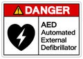 Danger AED Automated External Defibrillator Symbol Sign, Vector Illustration, Isolate On White Background Label .EPS10