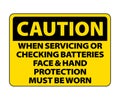 Caution When Servicing Or Checking Batteries. Danger Battery Charging Area Sign.