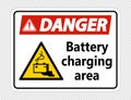symbol Danger battery charging area Sign on transparent background