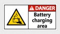symbol Danger battery charging area Sign on transparent background