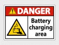 symbol Danger battery charging area Sign on transparent background