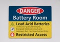 `Danger, Battery room` sign