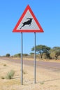 Danger, be Alert - Kudu and Wildlife Crossing Road Sign - Drivers be cautious