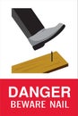 DANGER BEWARE NAIL, vector icon