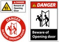 Danger Beware Opening Door Sign On White Background Royalty Free Stock Photo