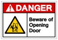 Danger Beware Of Opening Door Symbol Sign, Vector Illustration, Isolate On White Background Label. EPS10