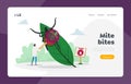 Danger of Bite with Tick in Forest or Park Landing Page Template. Doctor Character with Magnifying Glass