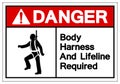Danger Body Harness And Lifeline Required Symbol Sign, Vector Illustration, Isolate On White Background Label. EPS10