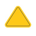 Danger or caution risk triangle road sign yellow color or warning hazard attention blank icon symbol vector flat cartoon