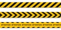Danger caution seamless ribbon tapes. Vector black and yellow police stripe border Royalty Free Stock Photo