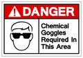 Danger Chemical Goggles Required In This Area Symbol Sign, Vector Illustration, Isolate On White Background Label. EPS10 Royalty Free Stock Photo