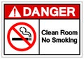 Danger Clean Room No Smoking Symbol Sign, Vector Illustration, Isolate On White Background Label. EPS10 Royalty Free Stock Photo