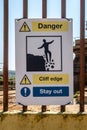 Danger Cliff Edge Stay Out warning sign