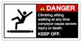 Danger Climbing Sitting Walking at any Time Conyeyor Cause Severe Injury Or Death Keep Off Symbol Sign ,Vector Illustration,