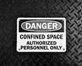 Danger Confined Space Authorized Personnel Only Sign in Gritty Black and White