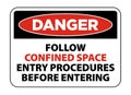 Danger confined space, permit required, do not enter sign warning vector eps10