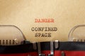 Danger confined space phrase