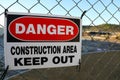 Danger construction area keep out sign Royalty Free Stock Photo