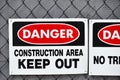 Danger Construction Area, Keep Out sign Royalty Free Stock Photo