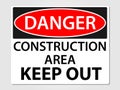 Danger construction sign on a grey background