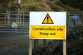 Danger Construction site sign Royalty Free Stock Photo