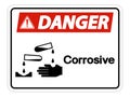 Danger Corrosive Symbol Sign Isolate On White Background,Vector Illustration