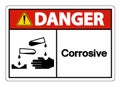 Danger Corrosive Symbol Sign Isolate On White Background,Vector Illustration