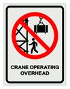 Danger Crane Operating Overhead Stay Out From Under Suspended Loads Symbol Sign, Vector Illustration, Isolate On White Background