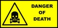 Danger of death sign with skull and bones and the text on the right