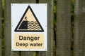 Danger deep water sign