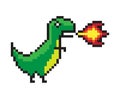 Danger Dinosaur Making a Flame, Color Pixel Banner