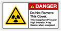 Danger Do Not Remove This Cover This Equipment Producer High Intensity X-ray Beams when energized Symbol Sign,Vector Illustration