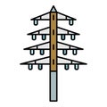 Danger electric tower icon color outline vector