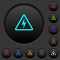 Danger electrical hazard dark push buttons with color icons