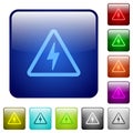 Danger electrical hazard color square buttons