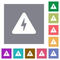 Danger electrical hazard solid square flat icons Royalty Free Stock Photo
