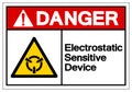 Danger Electrostatic Sensitive Device ESD Symbol Sign, Vector Illustration, Isolate On White Background Label .EPS10