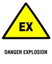 Danger explosion, yellow triangular warning sign