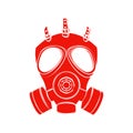 Danger face mask red icon. Gas attack, spraying dangerous chemicals. Warning Royalty Free Stock Photo